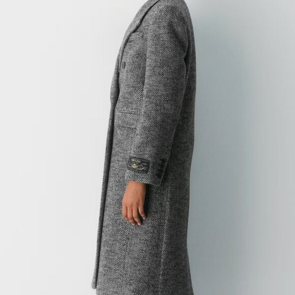 NWT Aritzia Babaton The Constant Coat -- Herringbone Black/White 2XS - Picture 5 of 10